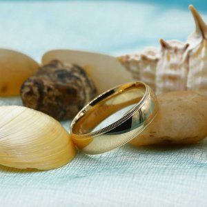 10 K Gold wedding Band 5mm ,white gold, yellow gold, rose gold, Tiffany Milgrain